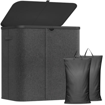 Lifewit 105L Large Laundry Hamper with Lid, Removable Inner Bag, Beige