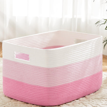 Artfeel Blanket Basket,Rectangle Woven Baskets for Storage,65L Laundry Basket for Decorative Nursery Blanket,Toys,Dirty Clothes and Magazine in Shelves,Baby Room,and Living Room