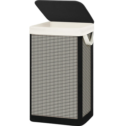 STO STO 2 Section Laundry Hamper with Lid, 140L Steel-Frame Double Laundry Hamper with Removable Washable Liner, Breathable Large Laundry Basket for Bedroom, Bathroom, Laundry Room, Dorm, Closet