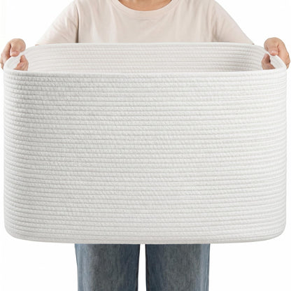 75L Blanket Basket Laundry Basket Hamper Brown/White,22"x17"x12"