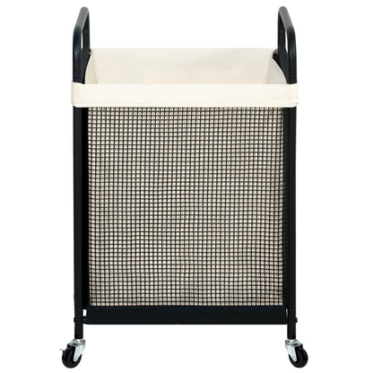 STO STO Laundry Hamper 2 Section, 100L Rolling Laundry Sorter Cart with Removable and Washable Liner Bag, Clothes Hamper with Wheels and Metal Handle for Laundry Room and Bedroom