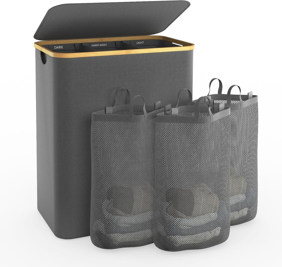 Hampers for Laundry Basket with Lid, 160L Large Laundry Hamper 3 Section
