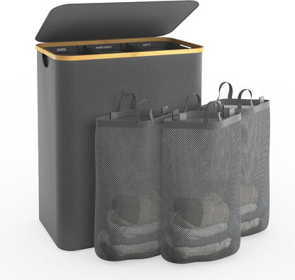 Hampers for Laundry Basket with Lid, 160L Large Laundry Hamper 3 Section
