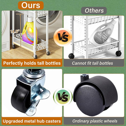 OKZEST Slim Bathroom Organizers and Storage Cart with Toilet Paper Holder