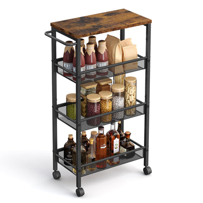 VASAGLE 4-Tier Slim Rolling Storage cart with Wheels, 5.1 Inches, Metal