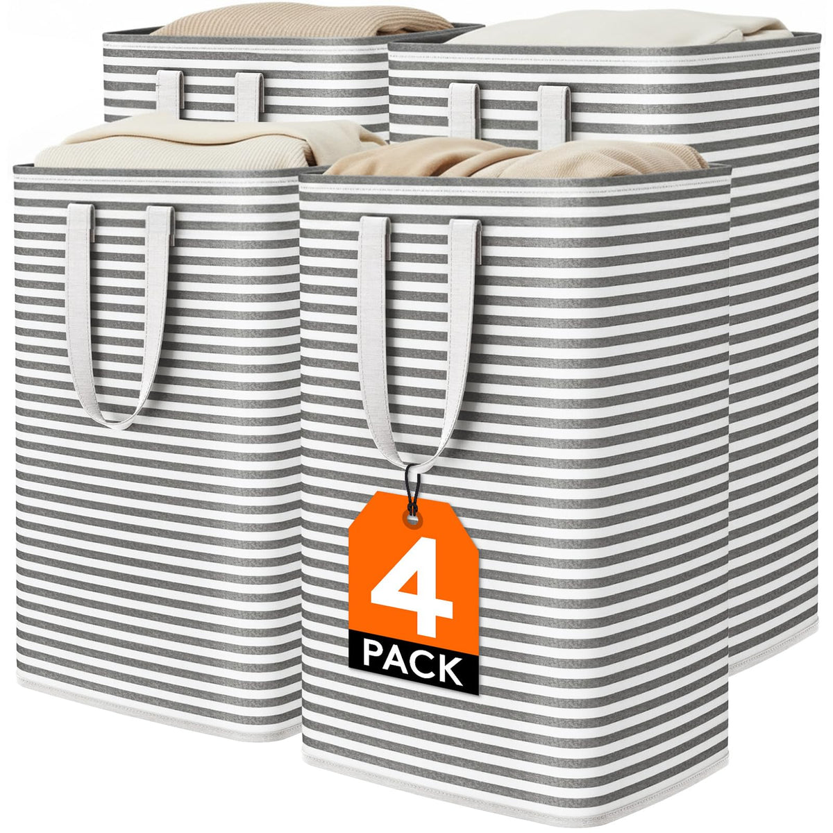 Lifewit 75L Large Laundry Baskets, Laundry Hampers Bags, 2 Pack, Grey