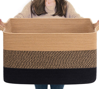Goodpick Woven Storage Basket for Shelves, 13" x 10" x 9", Black Jute