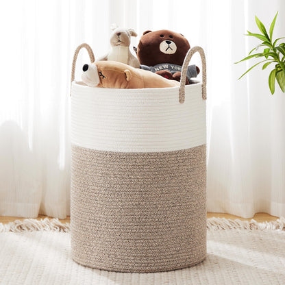 YOUDENOVA Jute Rope Laundry Hamper Basket, 58L Blanket Basket for Nursery