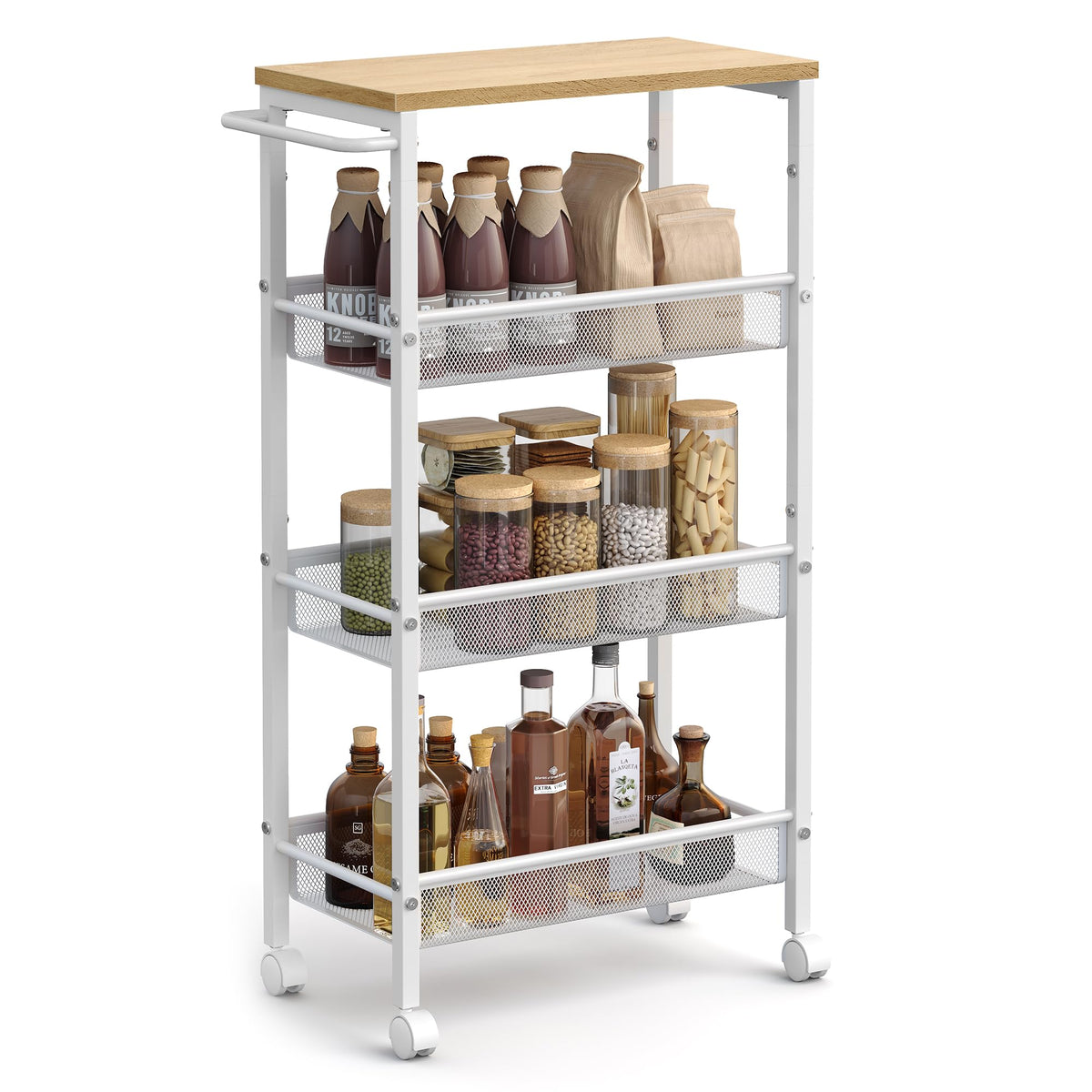 VASAGLE 4-Tier Slim Rolling Storage cart with Wheels, 5.1 Inches, Metal