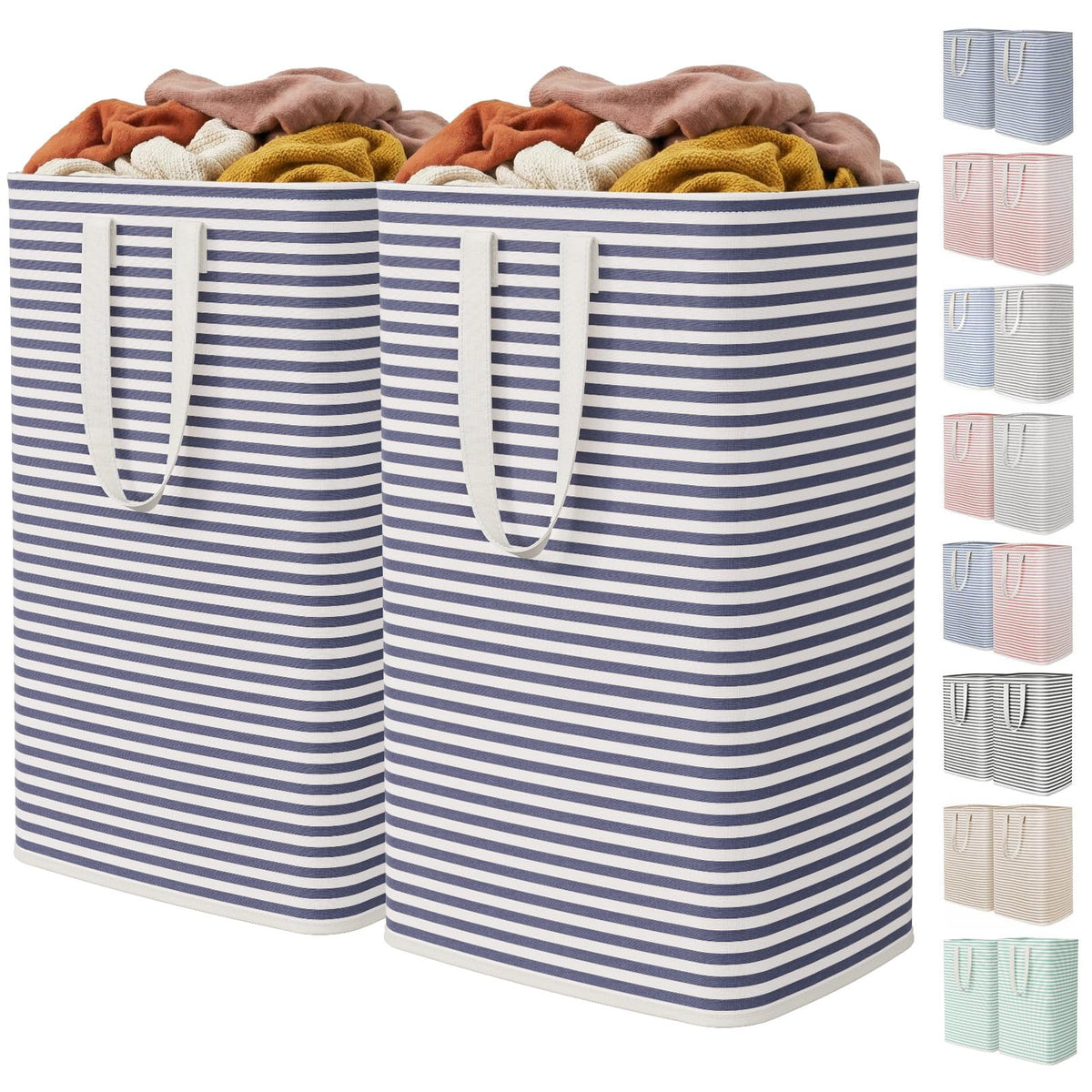 Lifewit 80L Large Laundry Baskets, Laundry Hampers Bags, 2 Pack, Grey