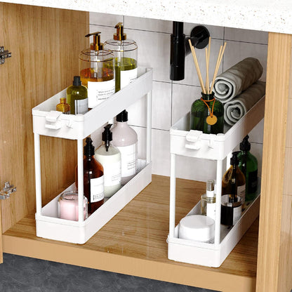 SPACEKEEPER Slim Rolling Storage Cart, 4 Tier Bathroom Cart Organizer,White