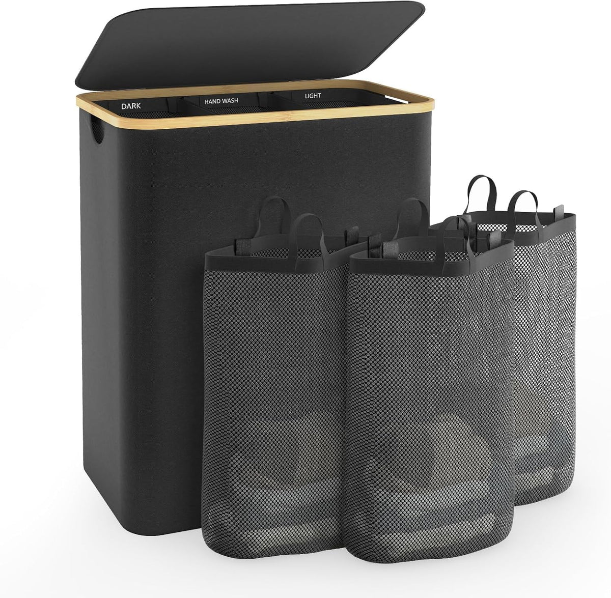 Hampers for Laundry Basket with Lid, 160L Large Laundry Hamper 3 Section