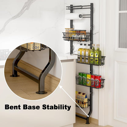 BUKFEN 6-Tier Slim Corner Shelf, Spice Rack Narrow Storage Next to Fridge