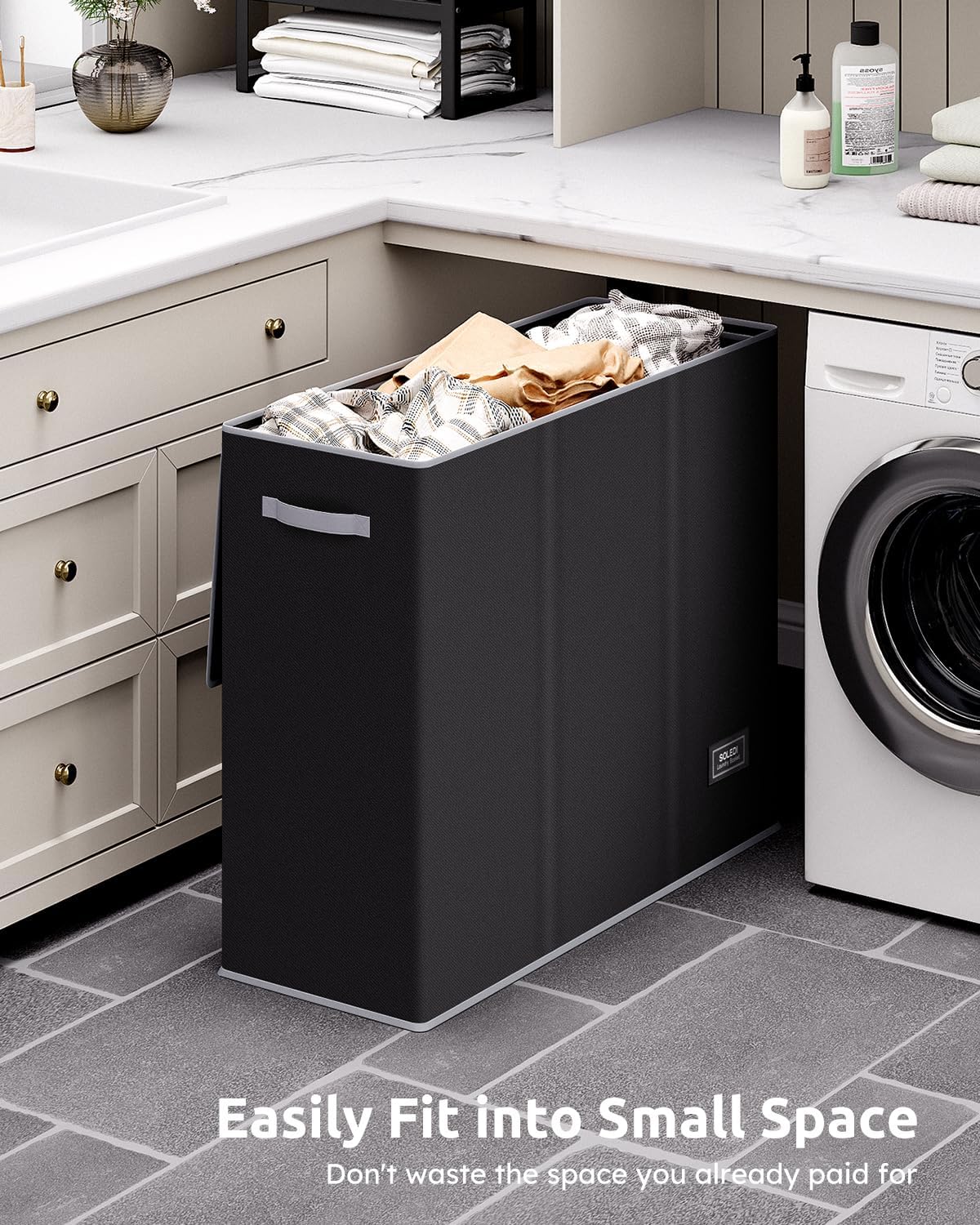 SOLEDI Large Laundry hamper 3 Section with Laundry Bag, XL Clothes Basket