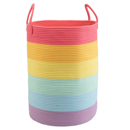 Woven Cotton Rope Laundry Basket, 15" x 20" Laundry Hamper, Oatmeal
