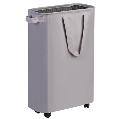 efluky Slim Laundry Hamper with Wheels, Rolling Laundry Basket for Clothes, Small Laundry Basket for Bedroom, Dorm and Laundry Room, 60L Beige
