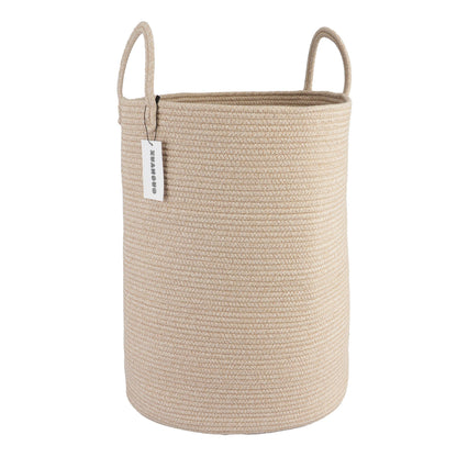 XUANGUO Cotton Rope Laundry Basket Hamper for Girls Kids Baby Nursery Pink