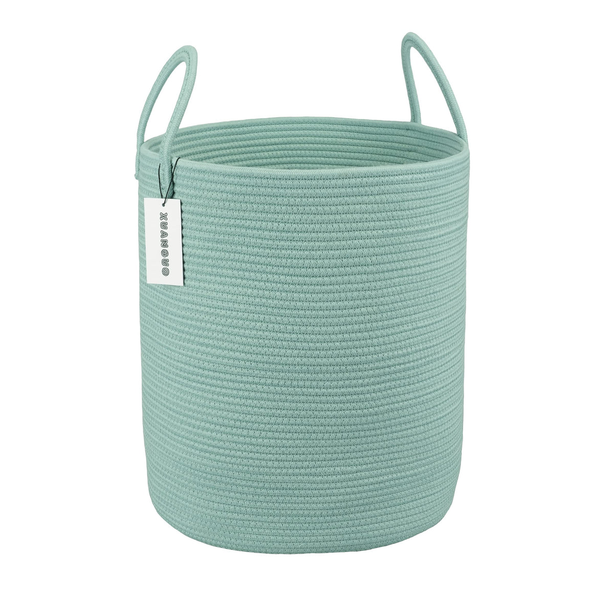 XUANGUO Cotton Rope Laundry Basket Hamper for Girls Kids Baby Nursery Pink