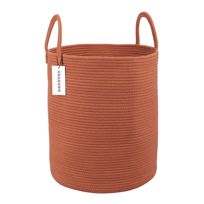XUANGUO Cotton Rope Laundry Basket Hamper for Girls Kids Baby Nursery Pink