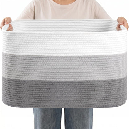75L Blanket Basket Laundry Basket Hamper Brown/White,22"x17"x12"