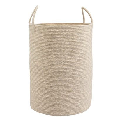 Woven Cotton Rope Laundry Basket, 15" x 20" Laundry Hamper, Oatmeal