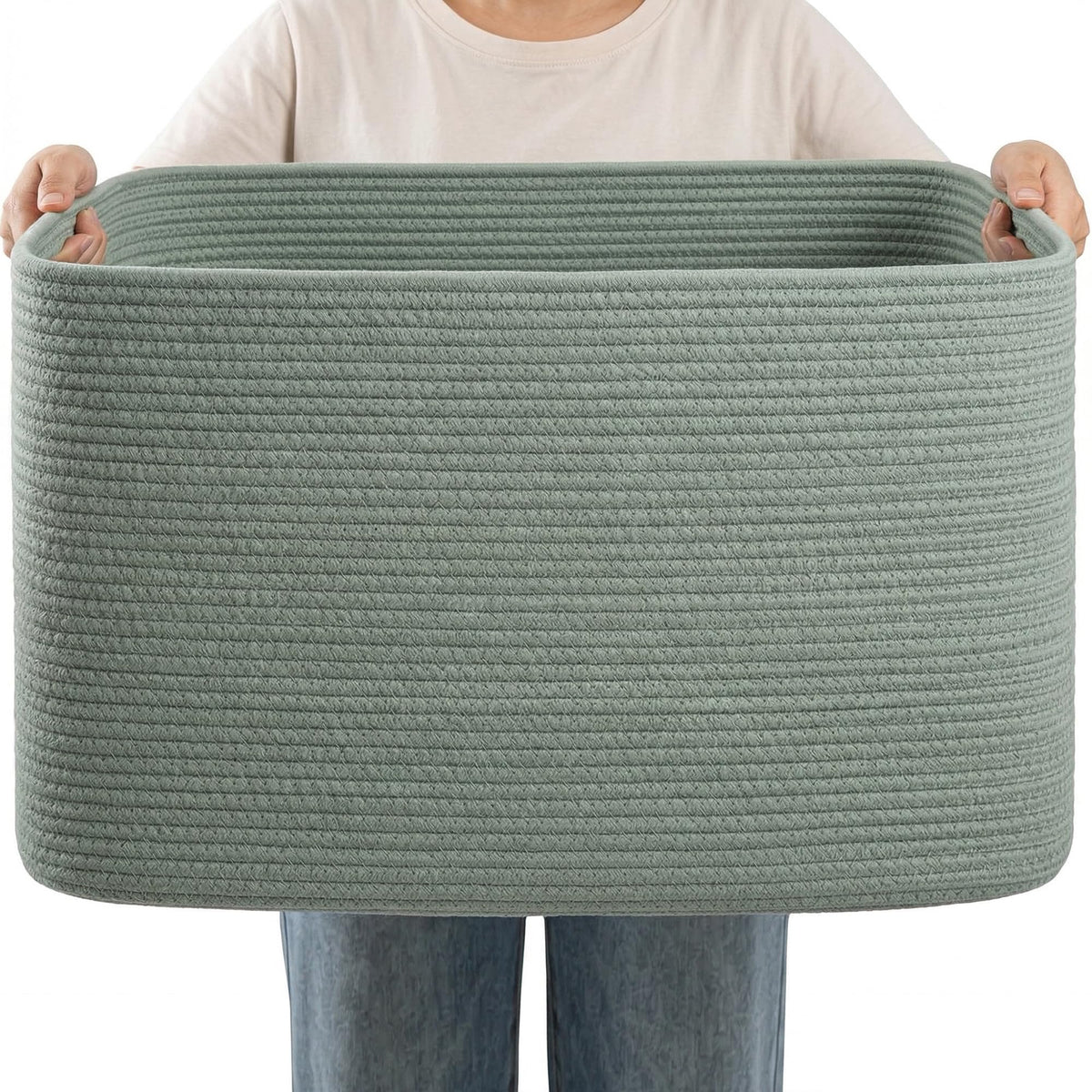 75L Blanket Basket Laundry Basket Hamper Brown/White,22"x17"x12"