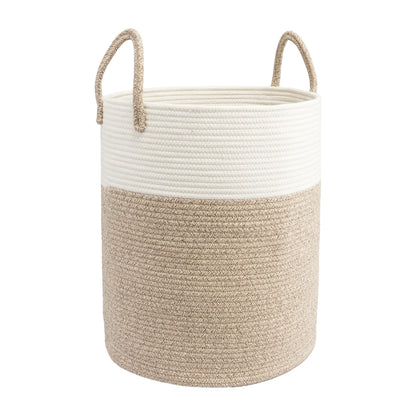 Woven Cotton Rope Laundry Basket, 15" x 20" Laundry Hamper, Oatmeal