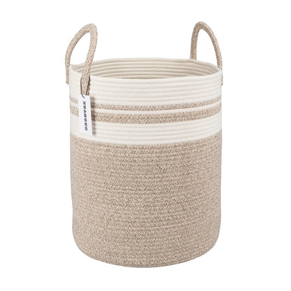 XUANGUO Cotton Rope Laundry Basket Hamper for Girls Kids Baby Nursery Pink