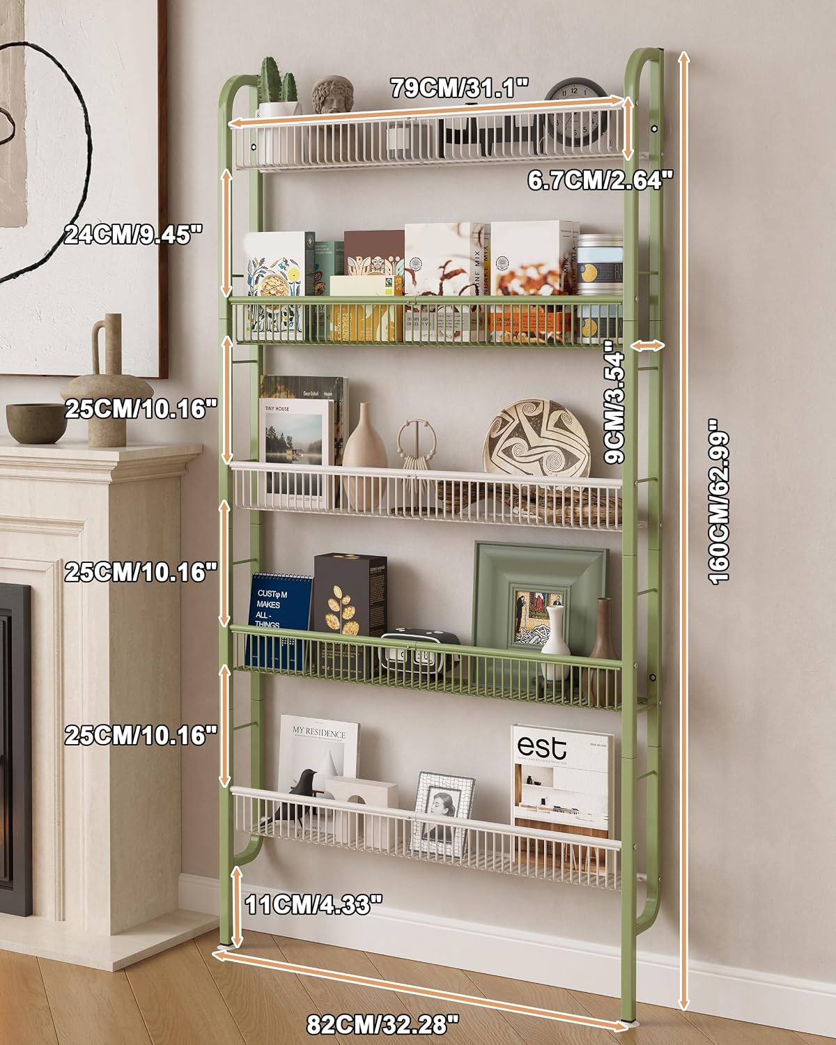 UMDONX Narrow 5-Tier Behind-the-Door Bathroom Storage Rack
