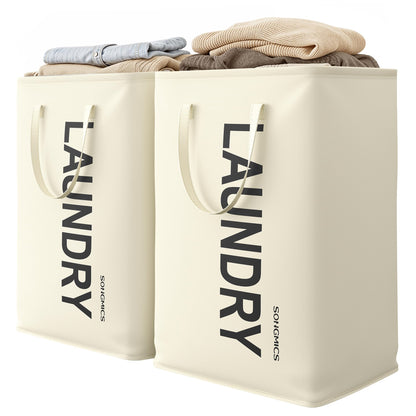 SONGMICS Laundry Hamper, 80L Foldable Basket, 2 Pack, Water-Repellent