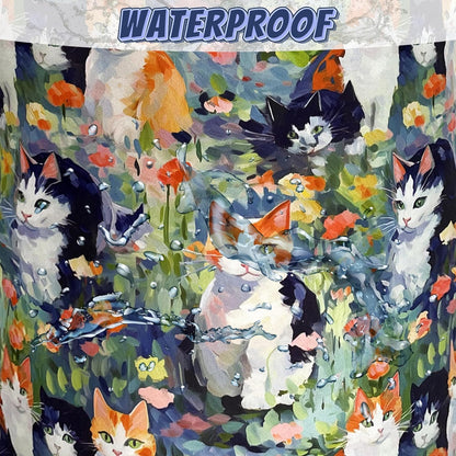 Watercolor Cats Laundry Hamper Oxford Cloth Basket 18.9"x16.5"