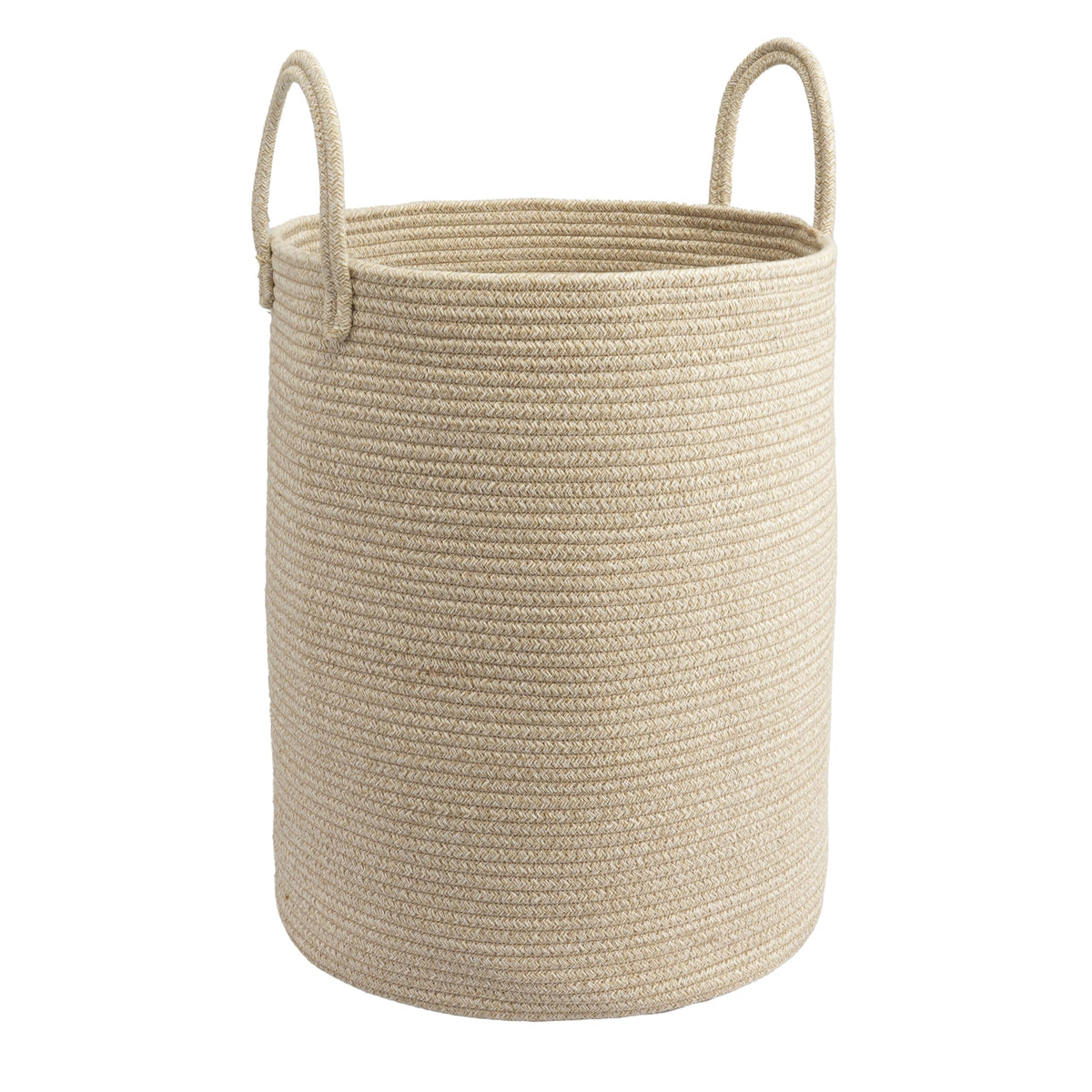 Woven Cotton Rope Laundry Basket, 15" x 20" Laundry Hamper, Oatmeal